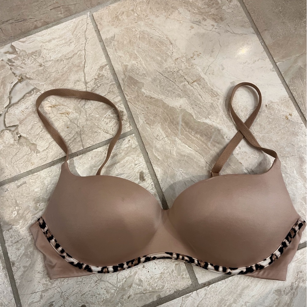 Victoria Secret tan and leopard print push up bra